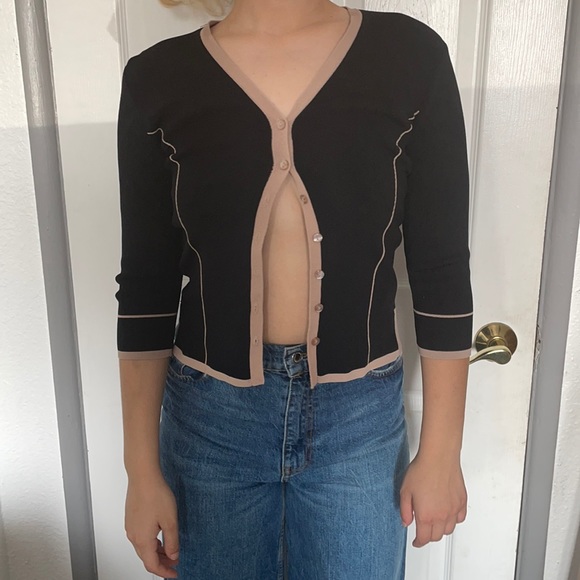 Black half- sleeve Button Down Top made by Finity - Picture 1 of 2